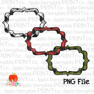 Plaid Rectangle PHOTO Frame SET Printable Design PNG