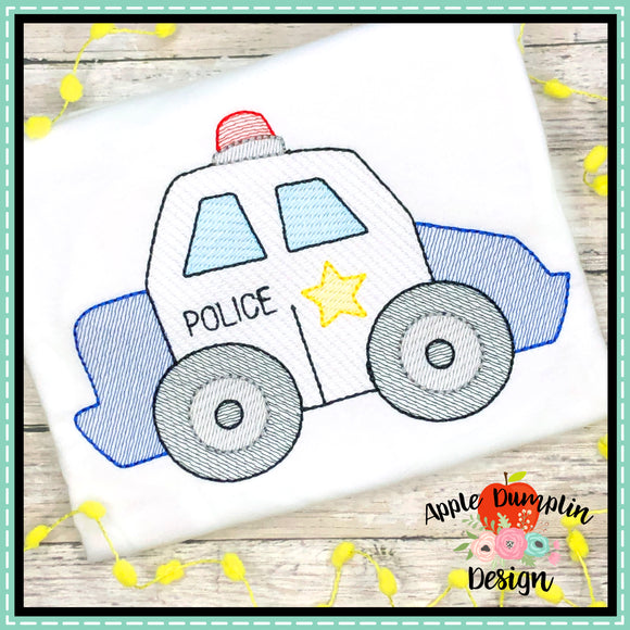 Police Car Sketch Embroidery Design