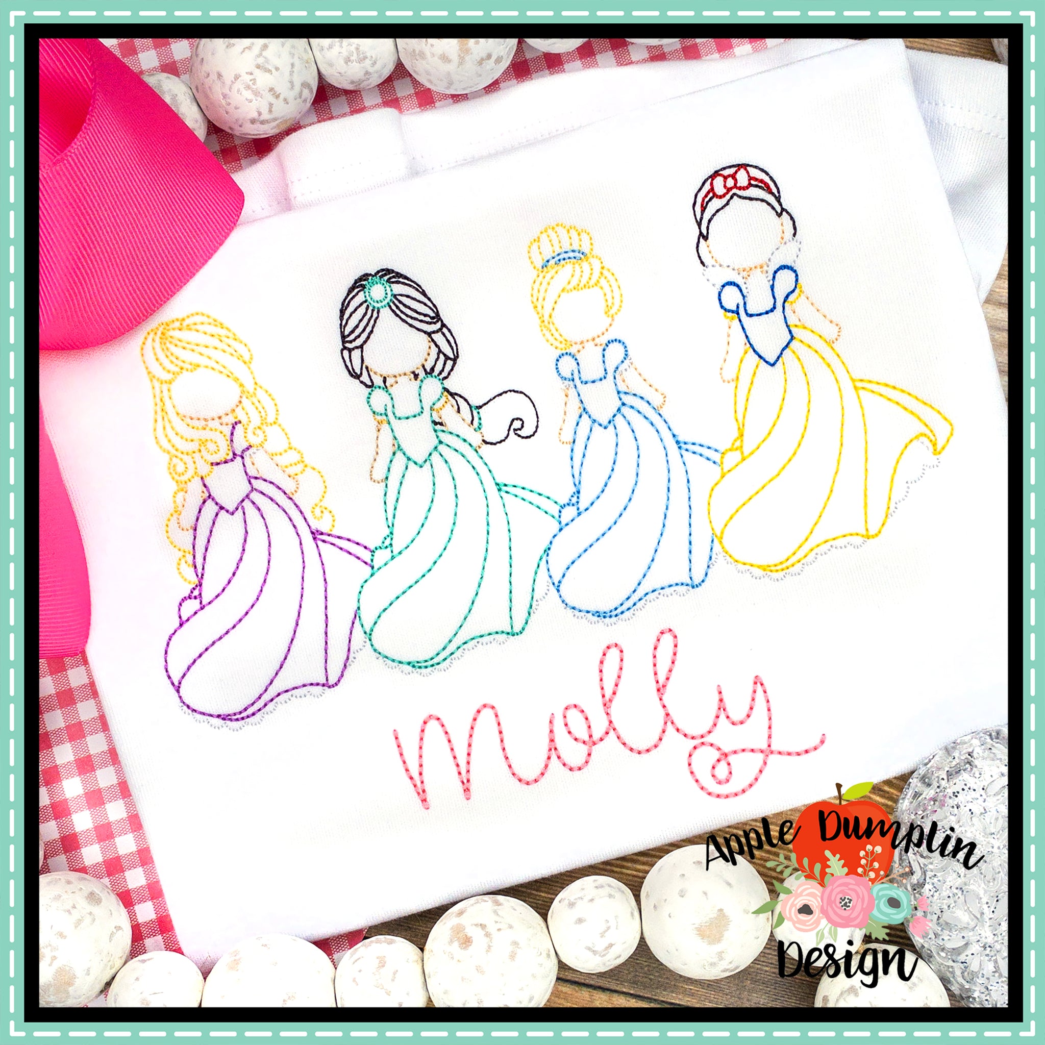 Princess Sketch Embroidery Design