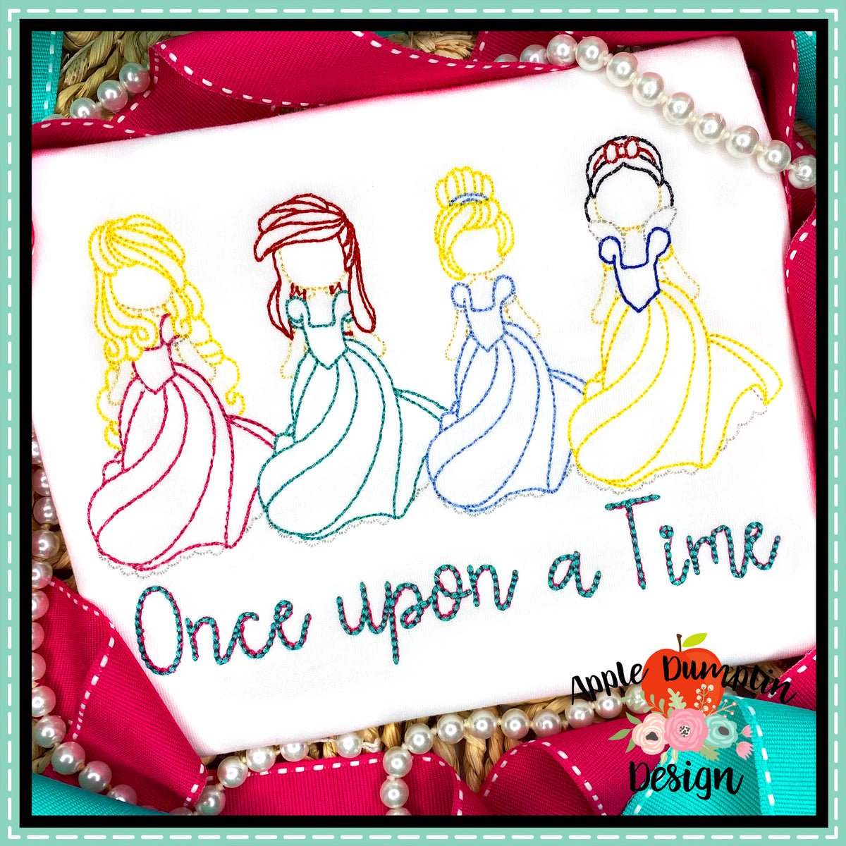 Princesses #2 Embroidery Design – Apple Dumplin Design
