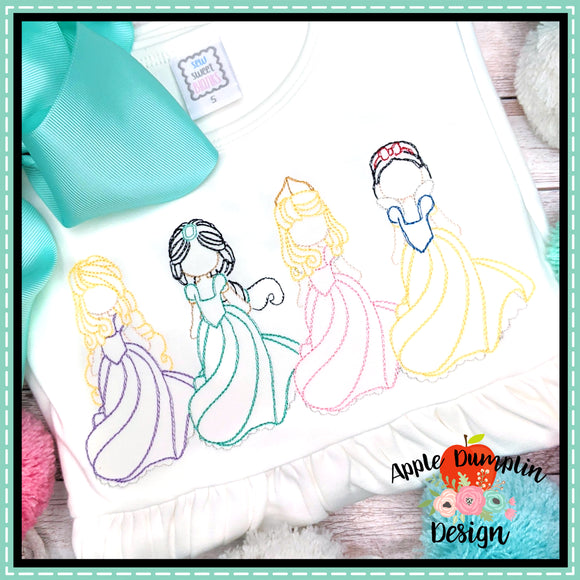 Princesses #3 Embroidery Design