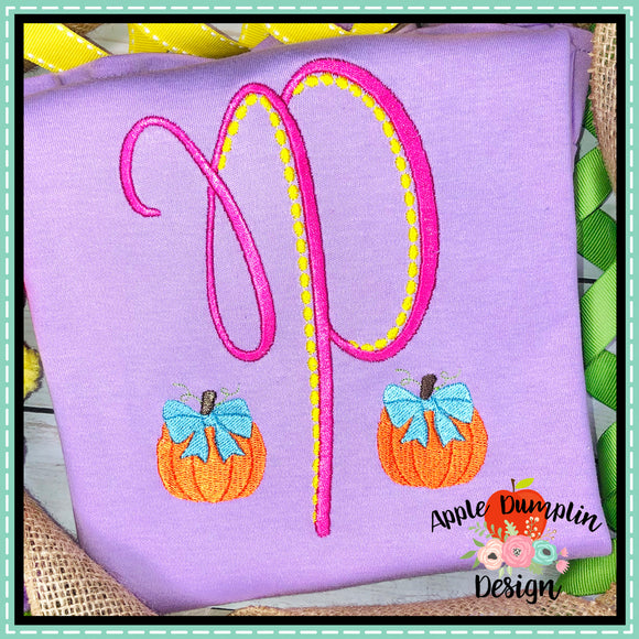 Pumpkin with Bow Mini Embroidery Design