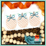 Scribble Pumpkin with Bow Trio Embroidery Design