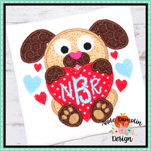 Puppy with Heart Applique Design