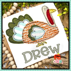 Quirky Turkey Bean Stitch Applique Design