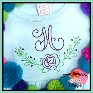 Rose Laurel Embroidery Design