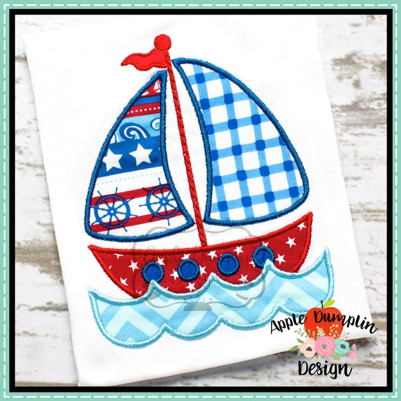 Sailboat with Water Applique Design