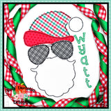 Santa with Aviators Bean Stitch Applique Design