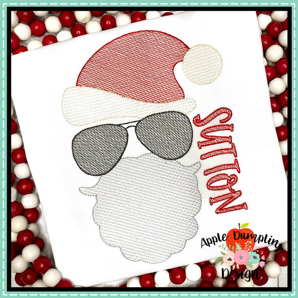 Santa with Aviators Sketch Embroidery Design
