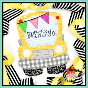 School Bus Bean Stitch Applique Design