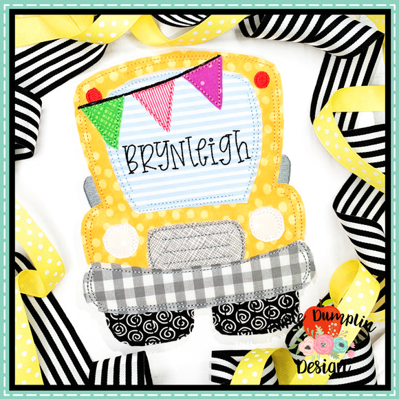 School Bus Bean Stitch Applique Design