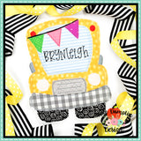 School Bus Bean Stitch Applique Design