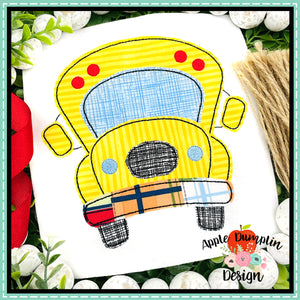 School Bus Bean Stitch Applique Design