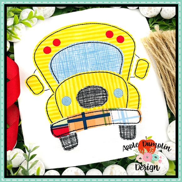 School Bus Bean Stitch Applique Design