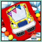 School Bus Bean Stitch Applique Design