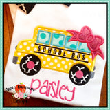 School Bus with Bow Applique Design