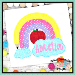 Pencil Rainbow Bean Stitch Applique Design