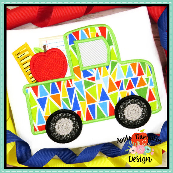 School Truck Satin Applique Design