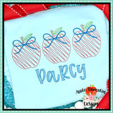 Scribble Apple with Bow Trio Embroidery Design