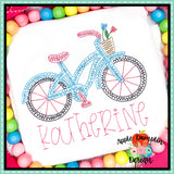 Scribble Bicycle with Flowers Embroidery Design