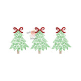 Scribble Christmas Tree Bow Trio Embroidery Design