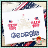 Scribble Crab Sandcastle with Flag Trio Embroidery Design