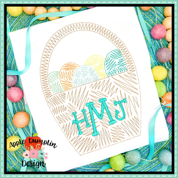 Easter Basket Scribble Embroidery Design