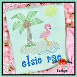Scribble Flamingo Scene Embroidery Design