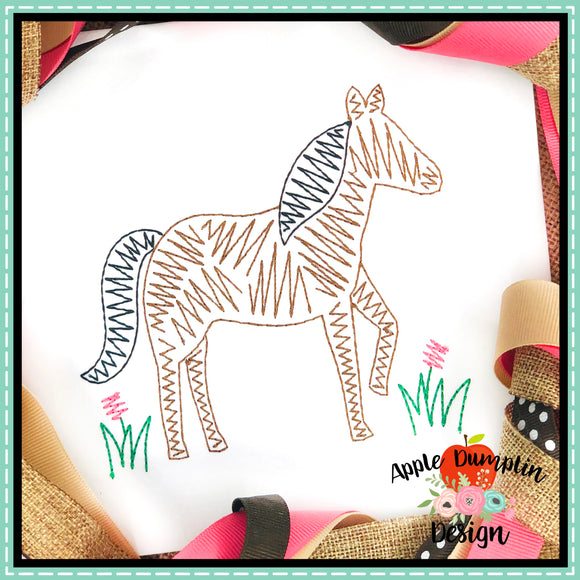 Scribble Horse Embroidery Design