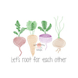 Lets Root for Each Other Veggies Scribble Embroidery Design