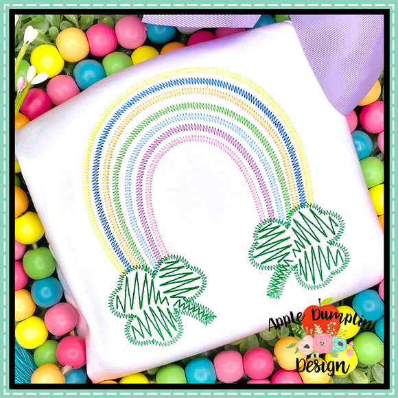 Scribble Rainbow Shamrocks Embroidery Design