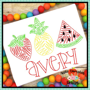Scribble Fruit Trio Embroidery Design