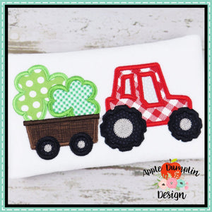 Shamrock Tractor Satin Stitch Applique Design