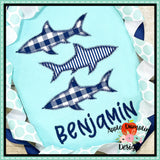 Shark Trio Zigzag Applique Design