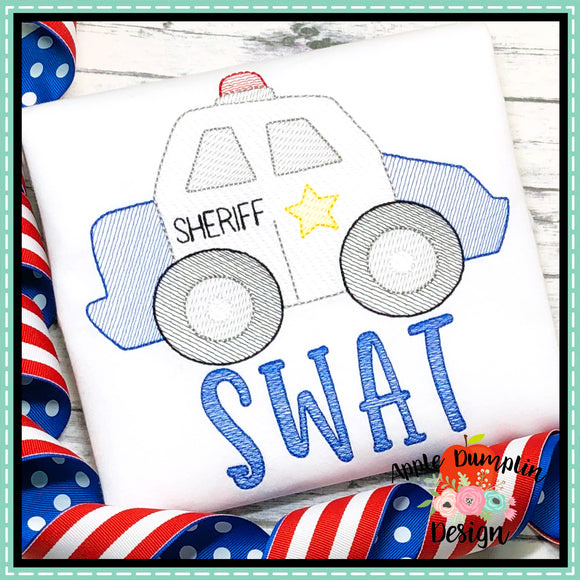 Sheriff Car Sketch Embroidery Design