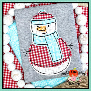 Snowman Bean Stitch Applique Design