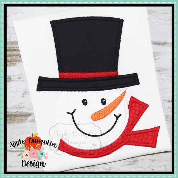 Snowman with Top Hat Applique Design