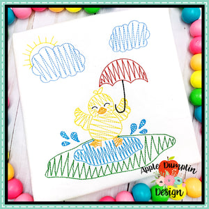 Scribble Splashing Duck Embroidery Design