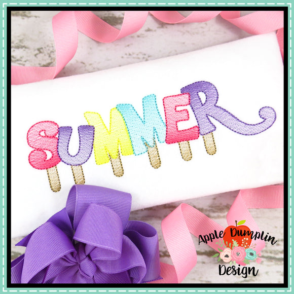 Summer Popsicle Sketch Embroidery Design