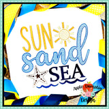 Sun Sand Sea Sketch Embroidery Design