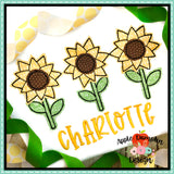 Sunflower Trio Bean Stitch Applique Design