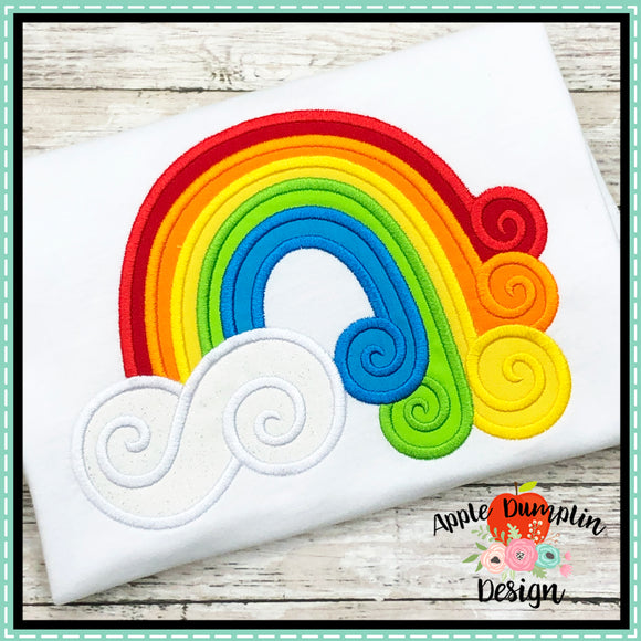 Swirl Rainbow Satin Stitch Applique Design