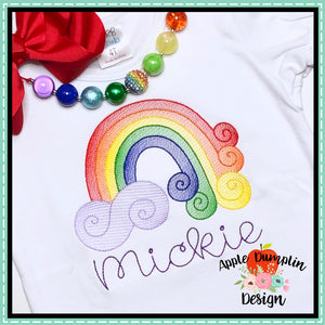 Swirl Rainbow Sketch Embroidery Design