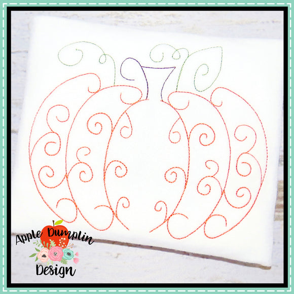 Swirl Pumpkin, Bean Stitch, Embroidery Design