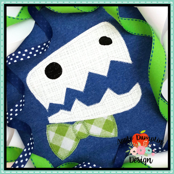 T-Rex Head Bowtie Zigzag Applique Design