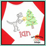 Christmas T-Rex Skeleton Sketch Embroidery Design