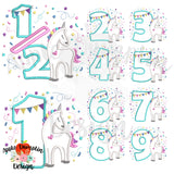 Unicorn Number Applique Set