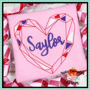 Heart Geo Frame 4 Embroidery Design