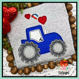 Valentine Tractor Bean Stitch Applique Design