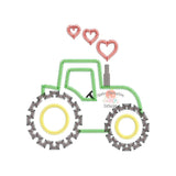 Valentine Tractor Zigzag Applique Design